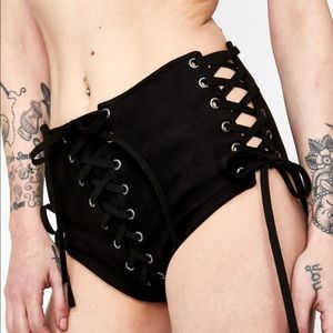 Dark Sahara Suede Lace Up Shorts